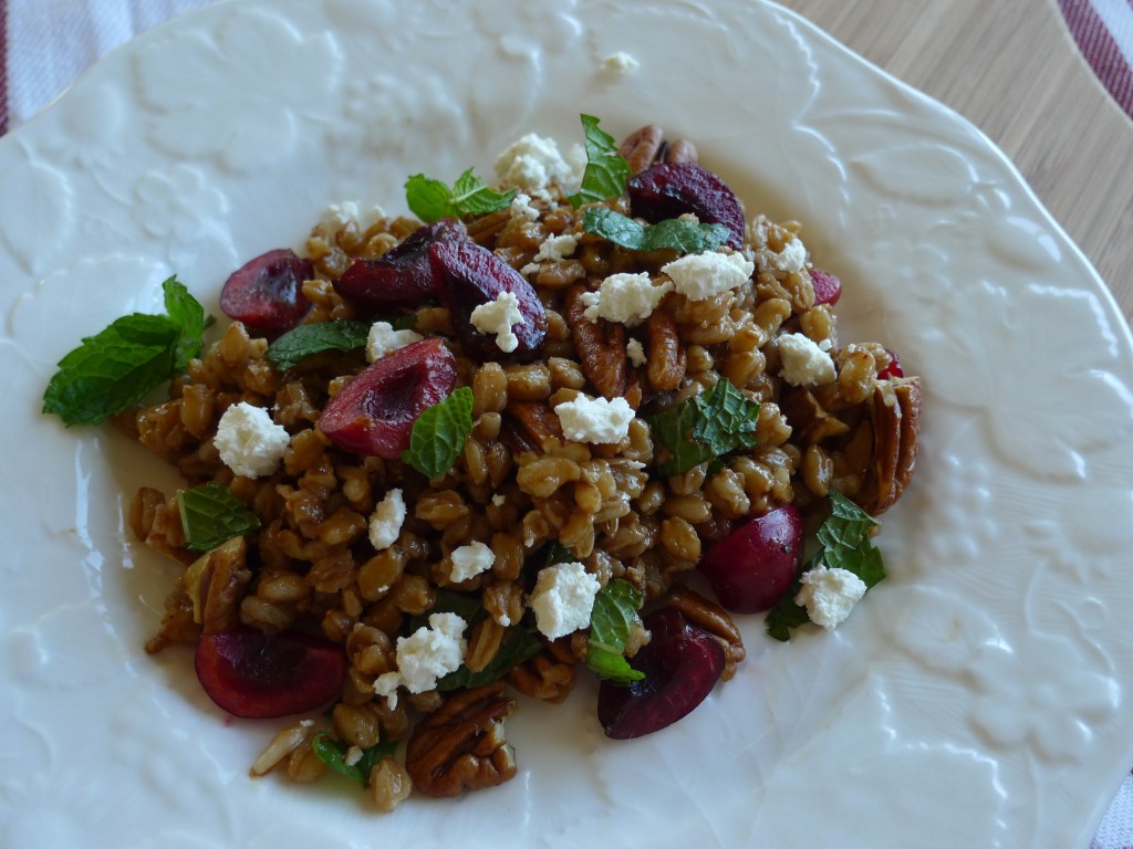 Farro Salad with Fresh Cherries, Pecans, Mint and Feta — The Kitchen Witch